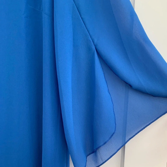 XL Oyamiki Woman’s Scoop Neck , 3/4 Bell Sleeve, Double Layers Chiffon blouse - Picture 2 of 4